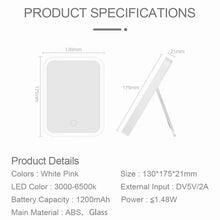 Load image into Gallery viewer, LED Makeup Mirror Touch Screen 3 Light Portable Standing Folding Vanity Mirroir 5X Magnifying Compect Cosmetics Mirror
