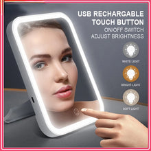 Load image into Gallery viewer, LED Makeup Mirror Touch Screen 3 Light Portable Standing Folding Vanity Mirroir 5X Magnifying Compect Cosmetics Mirror
