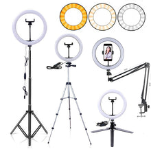 Load image into Gallery viewer, Led Ring Light with Tripod for Phone with Ring Light Rim for Mobile Round Ring Lamp for Selfie Ringh Light for Video Shooting
