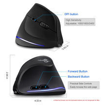 Load image into Gallery viewer, Vertical Wireless Mouse Game Rechargeable Ergonomic Mouse RGB Optical USB Mice For Windows Mac 2400 DPI 2.4G
