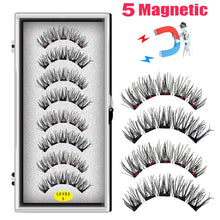 Load image into Gallery viewer, 8PCS 5 Magnets 3D Magnetic False Eyelashes Handmade Artificial Faux Cils Magnetic Natural Mink Eyelashes with Tweezers
