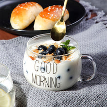 Load image into Gallery viewer, Letter Printed Transparent Creative Glass Coffee Tea Drinks Dessert Breakfast Milk Cup Glass Mugs Handle Drinkware
