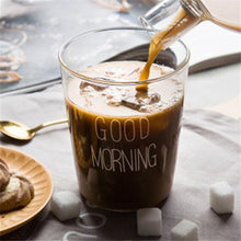 Load image into Gallery viewer, Letter Printed Transparent Creative Glass Coffee Tea Drinks Dessert Breakfast Milk Cup Glass Mugs Handle Drinkware
