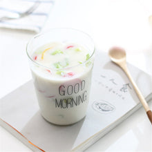 Load image into Gallery viewer, Letter Printed Transparent Creative Glass Coffee Tea Drinks Dessert Breakfast Milk Cup Glass Mugs Handle Drinkware
