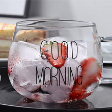 Load image into Gallery viewer, Letter Printed Transparent Creative Glass Coffee Tea Drinks Dessert Breakfast Milk Cup Glass Mugs Handle Drinkware
