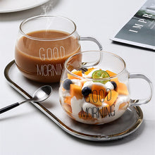Load image into Gallery viewer, Letter Printed Transparent Creative Glass Coffee Tea Drinks Dessert Breakfast Milk Cup Glass Mugs Handle Drinkware
