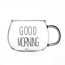 Load image into Gallery viewer, Letter Printed Transparent Creative Glass Coffee Tea Drinks Dessert Breakfast Milk Cup Glass Mugs Handle Drinkware
