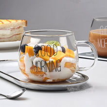 Load image into Gallery viewer, Letter Printed Transparent Creative Glass Coffee Tea Drinks Dessert Breakfast Milk Cup Glass Mugs Handle Drinkware
