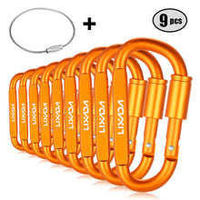 Load image into Gallery viewer, 9 PCS Survival D-ring Locking Carabiner Clip Set Screw Lock Hanging Hook Buckle Karabiner Camping Climbing Equipment
