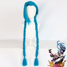 Load image into Gallery viewer, LoL Arcane Jinx Cosplay Wig Outfits Girls Women Halloween Carnival Cos Blue Twist Braid Hairs Anime Cosplay Costumes
