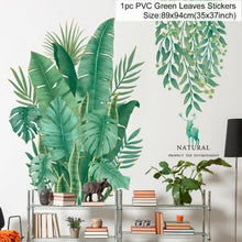 Load image into Gallery viewer, Green Plant Wall Sticker Vinyl Wall Decal Tropical Palm Leaf Modern Art Door Murals Paper For Room Kitchen DIY Decortions
