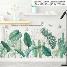 Load image into Gallery viewer, Green Plant Wall Sticker Vinyl Wall Decal Tropical Palm Leaf Modern Art Door Murals Paper For Room Kitchen DIY Decortions
