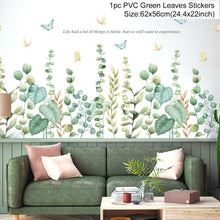 Load image into Gallery viewer, Green Plant Wall Sticker Vinyl Wall Decal Tropical Palm Leaf Modern Art Door Murals Paper For Room Kitchen DIY Decortions
