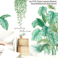 Load image into Gallery viewer, Green Plant Wall Sticker Vinyl Wall Decal Tropical Palm Leaf Modern Art Door Murals Paper For Room Kitchen DIY Decortions
