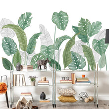 Load image into Gallery viewer, Green Plant Wall Sticker Vinyl Wall Decal Tropical Palm Leaf Modern Art Door Murals Paper For Room Kitchen DIY Decortions
