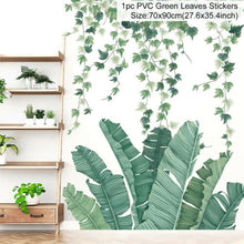 Load image into Gallery viewer, Green Plant Wall Sticker Vinyl Wall Decal Tropical Palm Leaf Modern Art Door Murals Paper For Room Kitchen DIY Decortions
