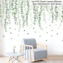 Load image into Gallery viewer, Green Plant Wall Sticker Vinyl Wall Decal Tropical Palm Leaf Modern Art Door Murals Paper For Room Kitchen DIY Decortions

