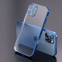 Load image into Gallery viewer, Luxury Plating Square Frame Matte Soft Silicone Case for iPhone 11 12 Pro Max Mini XR X XS 7 8 Plus SE 2020 Transparent Cover
