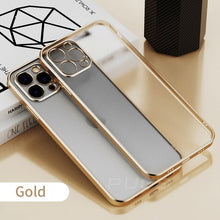 Load image into Gallery viewer, Luxury Classic Square Plating Frame Transparent Case For iPhone 12 11 Pro Max Mini X XS XR 7 8 Plus SE 2020 Soft Silicone Cover
