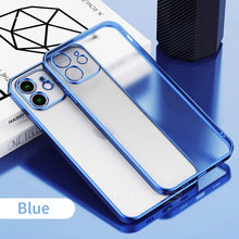 Load image into Gallery viewer, Luxury Classic Square Plating Frame Transparent Case For iPhone 12 11 Pro Max Mini X XS XR 7 8 Plus SE 2020 Soft Silicone Cover
