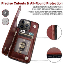 Load image into Gallery viewer, Luxury Slim Fit Premium Leather Cover For iPhone 11 12 mini Pro XR XS Max X 6 6s 7 8 Plus Wallet Card Slots Shockproof Flip Case
