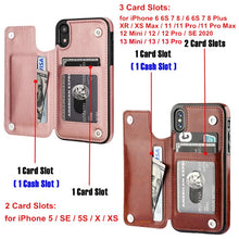 Load image into Gallery viewer, Luxury Slim Fit Premium Leather Cover For iPhone 11 12 mini Pro XR XS Max X 6 6s 7 8 Plus Wallet Card Slots Shockproof Flip Case
