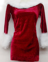 Load image into Gallery viewer, Women Sexy Slim Fit Strapless Xmas Mini Dress Red Velvet White Fur Christmas Costumes Adult Santa Claus Cosplay Costume
