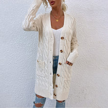 Load image into Gallery viewer, Women's Cardigan Sweater 2023 Autumn and Winter New Long Coat Twisted Rope Solid Color Knitted Sweaters
