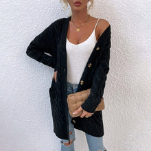 Load image into Gallery viewer, Women's Cardigan Sweater 2023 Autumn and Winter New Long Coat Twisted Rope Solid Color Knitted Sweaters
