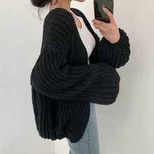 Load image into Gallery viewer, MEXZT Vintage Harajuku Lantern Sleeve Women Cardigan Sweater Casual Korean Fall Streetwear Tops Coat Chic Lazy Wind Y2k Sweater
