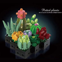 Load image into Gallery viewer, MOC 393Pcs Immortal Flower Potted Ornaments Succulents Model Building Blocks Bricks  DIY MOC Assembly Toys For Girls Gift
