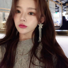 Load image into Gallery viewer, MWsonya New Korean Personality Rhinestone Pentagram Long Tassel Pendant Earring Elegant for women Luxury Earring Jewelry Gift
