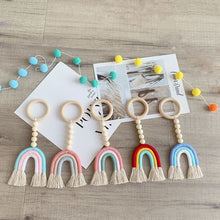 Load image into Gallery viewer, Macrame Rainbow Wall Hanging Decoration Boho Home Decor Party Supplies Baby Shower Dorm Kid Room Wood Bead Tassels Ornaments
