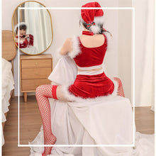 Load image into Gallery viewer, Maid Waitress Servant Women Christmas Xmas Party Lady Santa Claus Cosplay Costume Top Skirt Hat Socks
