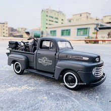 Load image into Gallery viewer, 1:24 1948 Ford F-1 pickup truck + motorcycle die-casting simulation alloy car model crafts decorative collection of toy t

