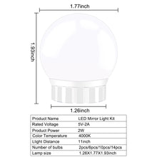 Load image into Gallery viewer, Makeup Mirror Vanity LED Light Bulbs USB Charging Port  Mirror Lights Touch Adjustable Brightness Makeup Lighting Bulbs
