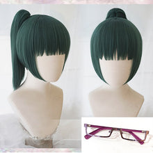 Load image into Gallery viewer, Maki Zenin Cosplay Jujutsu Kaisen Cosplay 60cm Christmas Dark Green Wig Cosplay Anime Cosplay Halloween Wigs With glasses
