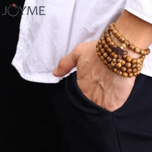 Load image into Gallery viewer, Mala Prayer Bracelet 108 Wooden Beads Latest Wenge Tibetan Buddhist Buddha Bracelet Rosary Wood pulsera hombre Men Women Yoga
