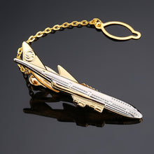 Load image into Gallery viewer, Man's Tie Clip new arrivals Golden plating Airplane Shape Pilot Plane cufflinks Stick pin Wedding gift
