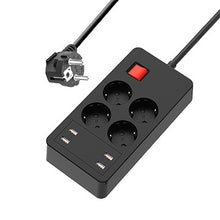Load image into Gallery viewer, Power Strip Surge Protector 8 AC Outlets EU Plug Socket with USB Charger 1.8m Extension Cord for Computer TV Smartphone
