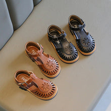 Load image into Gallery viewer, Girl T-Strap Shoes Hollow Out British Style Soft Classic Kids Mary Janes 22-36 Infant Round Toe Flat Summer Kids Sandals
