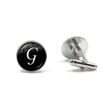 Load image into Gallery viewer, Men's Fashion A-Z Single Alphabet Cufflinks Silver Color Letter Cuff Button for Male Gentleman Shirt Wedding Cuff Links Gifts

