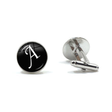 Load image into Gallery viewer, Men's Fashion A-Z Single Alphabet Cufflinks Silver Color Letter Cuff Button for Male Gentleman Shirt Wedding Cuff Links Gifts
