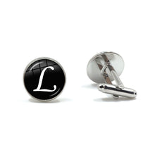 Load image into Gallery viewer, Men's Fashion A-Z Single Alphabet Cufflinks Silver Color Letter Cuff Button for Male Gentleman Shirt Wedding Cuff Links Gifts
