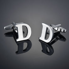 Load image into Gallery viewer, Men's French Shirt Cuff Links Male Cuff Links for Men Gift for Men 26 Letters A-Z High Quality Brass Silver Color Cufflinks
