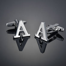 Load image into Gallery viewer, Men's French Shirt Cuff Links Male Cuff Links for Men Gift for Men 26 Letters A-Z High Quality Brass Silver Color Cufflinks
