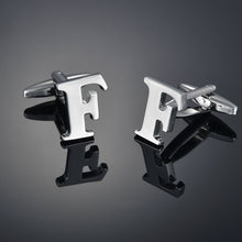 Load image into Gallery viewer, Men's French Shirt Cuff Links Male Cuff Links for Men Gift for Men 26 Letters A-Z High Quality Brass Silver Color Cufflinks
