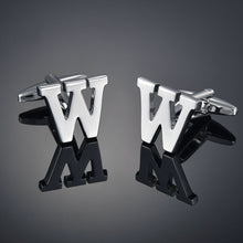 Load image into Gallery viewer, Men's French Shirt Cuff Links Male Cuff Links for Men Gift for Men 26 Letters A-Z High Quality Brass Silver Color Cufflinks
