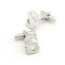 Load image into Gallery viewer, Men's French Shirt Cuff Links Male Cuff Links for Men Gift for Men 26 Letters A-Z High Quality Brass Silver Color Cufflinks
