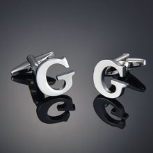 Load image into Gallery viewer, Men's French Shirt Cuff Links Male Cuff Links for Men Gift for Men 26 Letters A-Z High Quality Brass Silver Color Cufflinks
